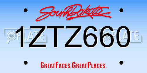 1ZTZ660 South Dakota License Plate