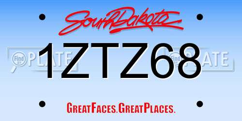 1ZTZ68 South Dakota License Plate