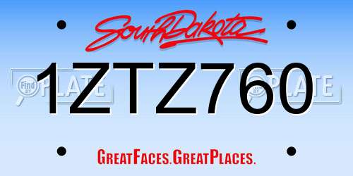 1ZTZ760 South Dakota License Plate