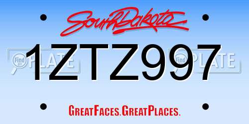 1ZTZ997 South Dakota License Plate
