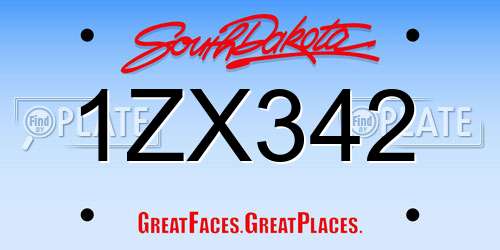 1ZX342 South Dakota License Plate