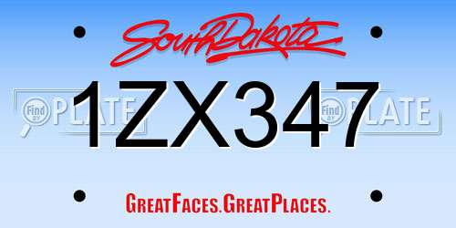 1ZX347 South Dakota License Plate