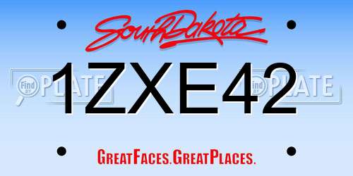 1ZXE42 South Dakota License Plate