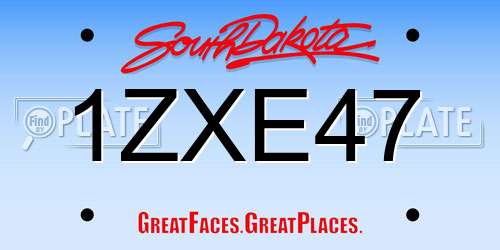 1ZXE47 South Dakota License Plate