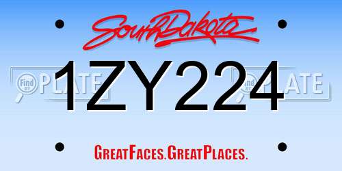 1ZY224 South Dakota License Plate