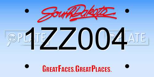 1ZZ004 South Dakota License Plate