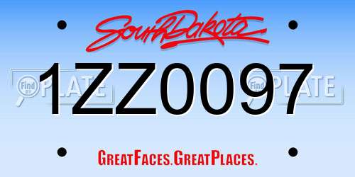 1ZZ0097 South Dakota License Plate