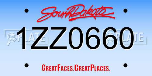 1ZZ0660 South Dakota License Plate