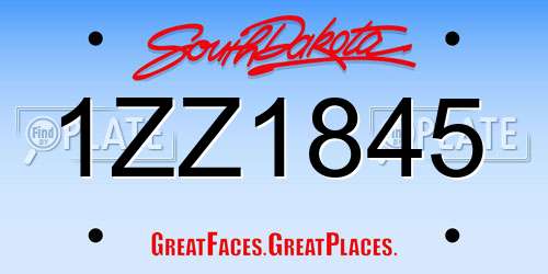 1ZZ1845 South Dakota License Plate
