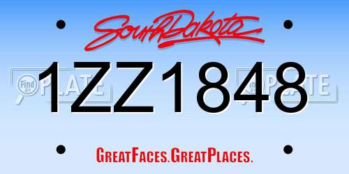 1ZZ1848 South Dakota License Plate