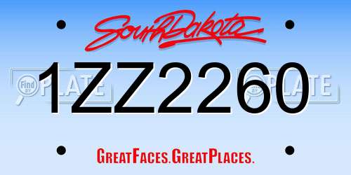 1ZZ2260 South Dakota License Plate
