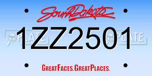 1ZZ2501 South Dakota License Plate