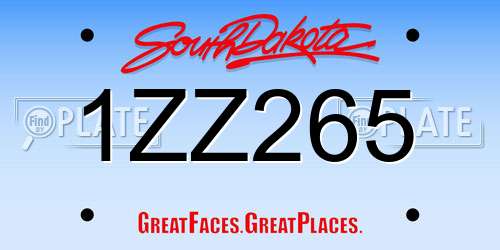 1ZZ265 South Dakota License Plate