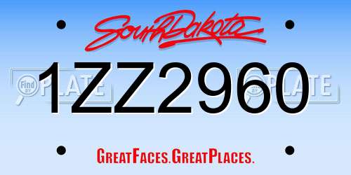 1ZZ2960 South Dakota License Plate