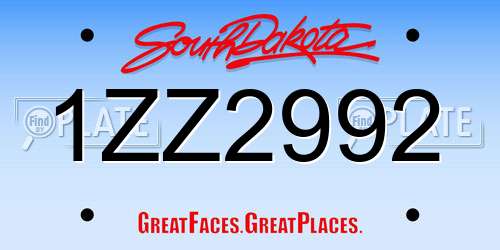 1ZZ2992 South Dakota License Plate