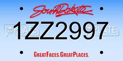 1ZZ2997 South Dakota License Plate