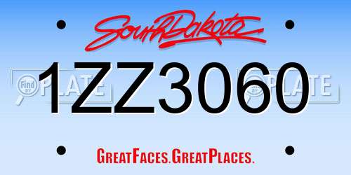 1ZZ3060 South Dakota License Plate