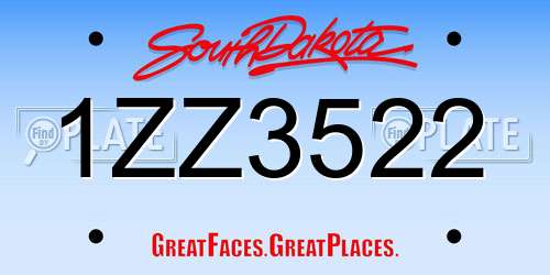 1ZZ3522 South Dakota License Plate