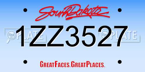 1ZZ3527 South Dakota License Plate