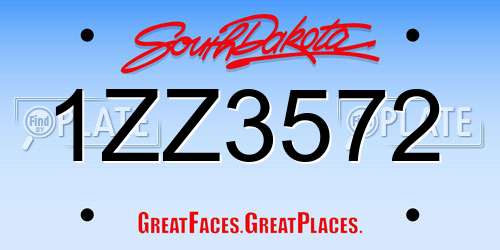 1ZZ3572 South Dakota License Plate