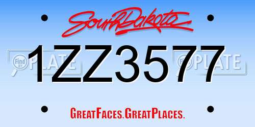 1ZZ3577 South Dakota License Plate