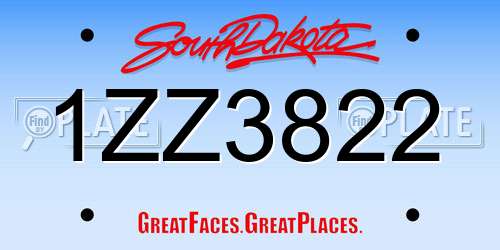 1ZZ3822 South Dakota License Plate