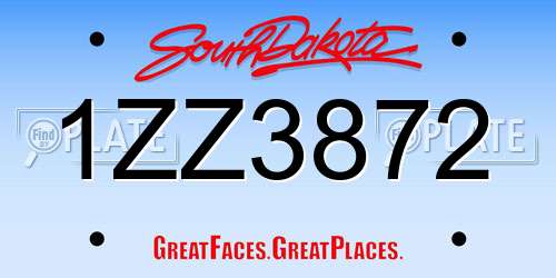 1ZZ3872 South Dakota License Plate