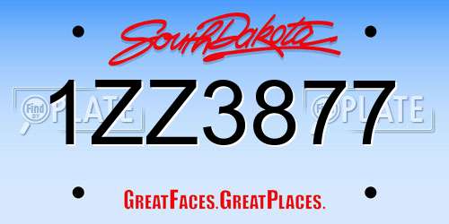 1ZZ3877 South Dakota License Plate