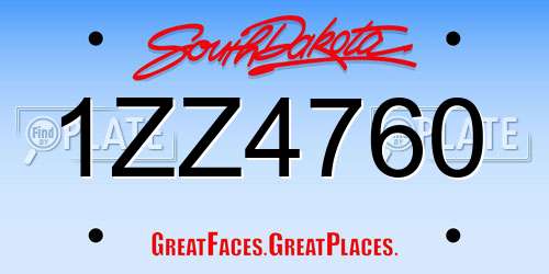 1ZZ4760 South Dakota License Plate
