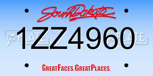 1ZZ4960 South Dakota License Plate