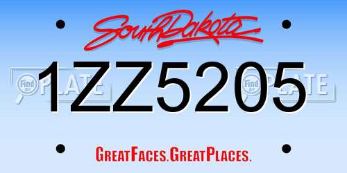 1ZZ5205 South Dakota License Plate