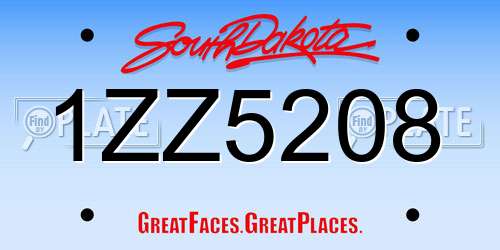 1ZZ5208 South Dakota License Plate