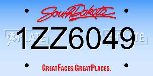 1ZZ6049 South Dakota License Plate