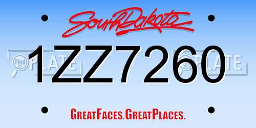 1ZZ7260 South Dakota License Plate