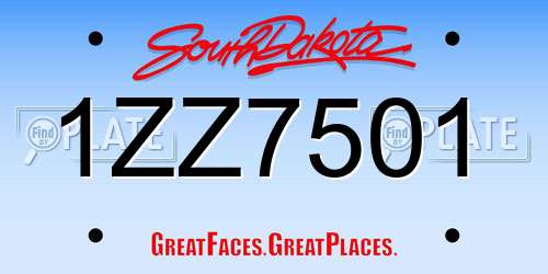 1ZZ7501 South Dakota License Plate