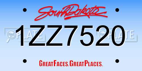 1ZZ7520 South Dakota License Plate