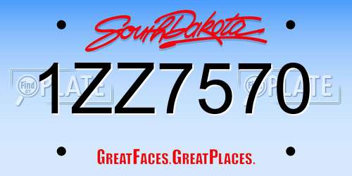 1ZZ7570 South Dakota License Plate