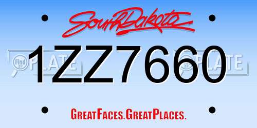 1ZZ7660 South Dakota License Plate