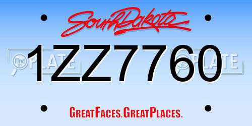 1ZZ7760 South Dakota License Plate