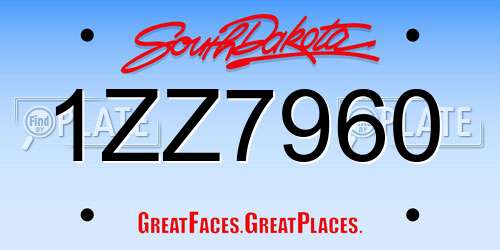 1ZZ7960 South Dakota License Plate
