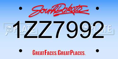 1ZZ7992 South Dakota License Plate