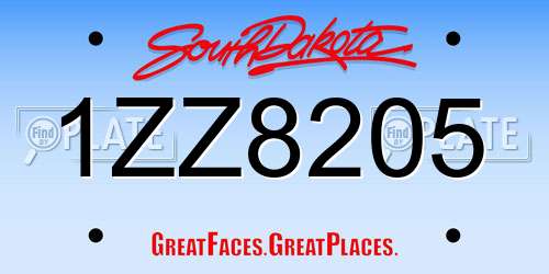 1ZZ8205 South Dakota License Plate