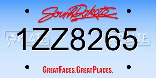 1ZZ8265 South Dakota License Plate