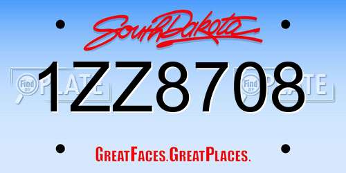 1ZZ8708 South Dakota License Plate