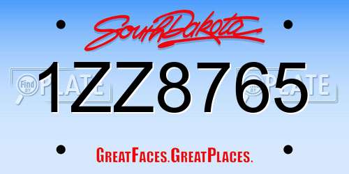 1ZZ8765 South Dakota License Plate