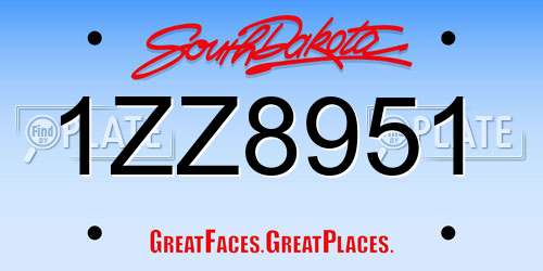 1ZZ8951 South Dakota License Plate