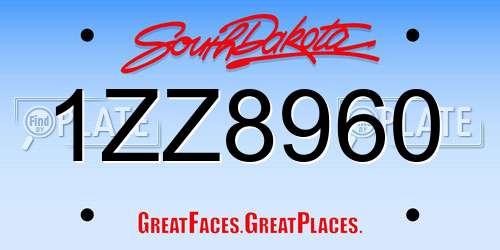 1ZZ8960 South Dakota License Plate