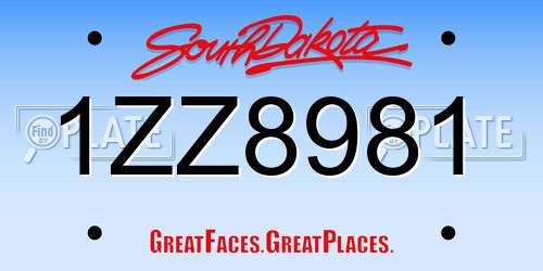 1ZZ8981 South Dakota License Plate