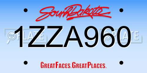 1ZZA960 South Dakota License Plate