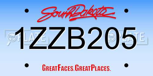 1ZZB205 South Dakota License Plate